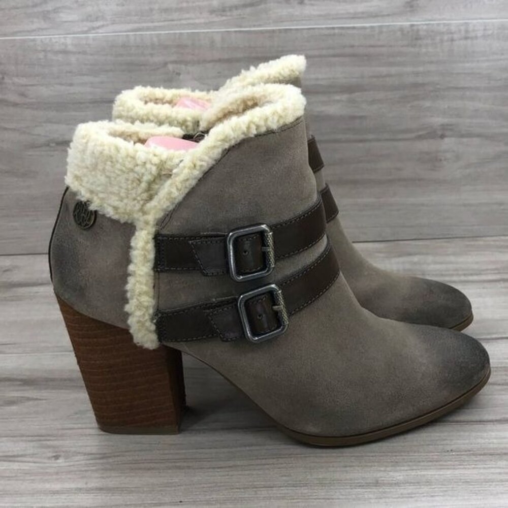 Libby Edelman Booties Women's 9.5 Christina Suede Zip Ankle Boots